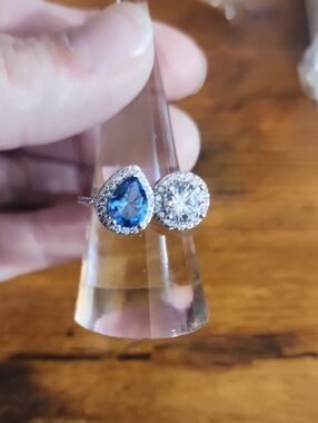 Size 7 925 1pc Classic Elegant TearDrop Zirconia Ring, Engagement Gift, Holiday